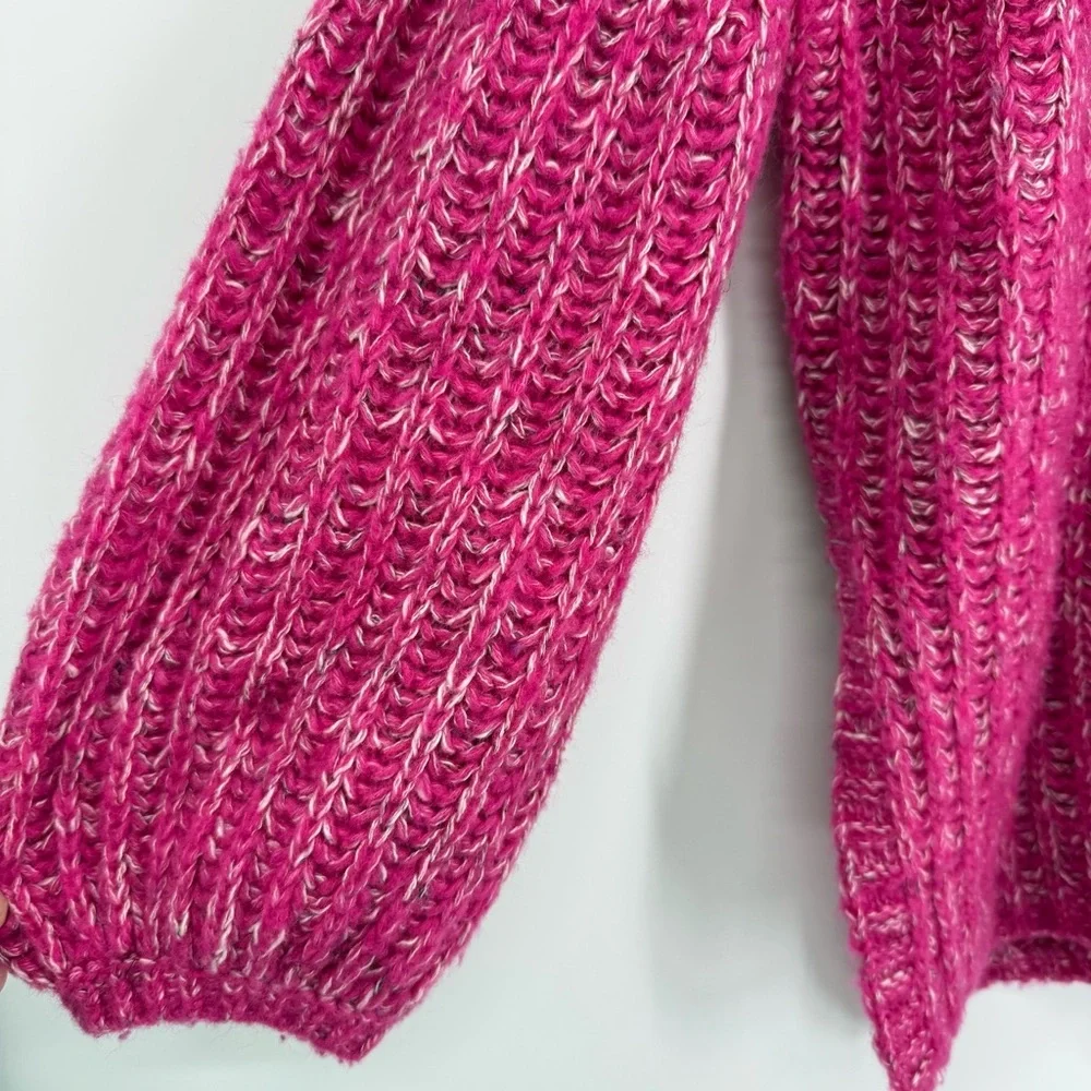 Anthropologie Pilcro Mock Neck Chunky Rib Knit Sweater Size M Pink Pullover